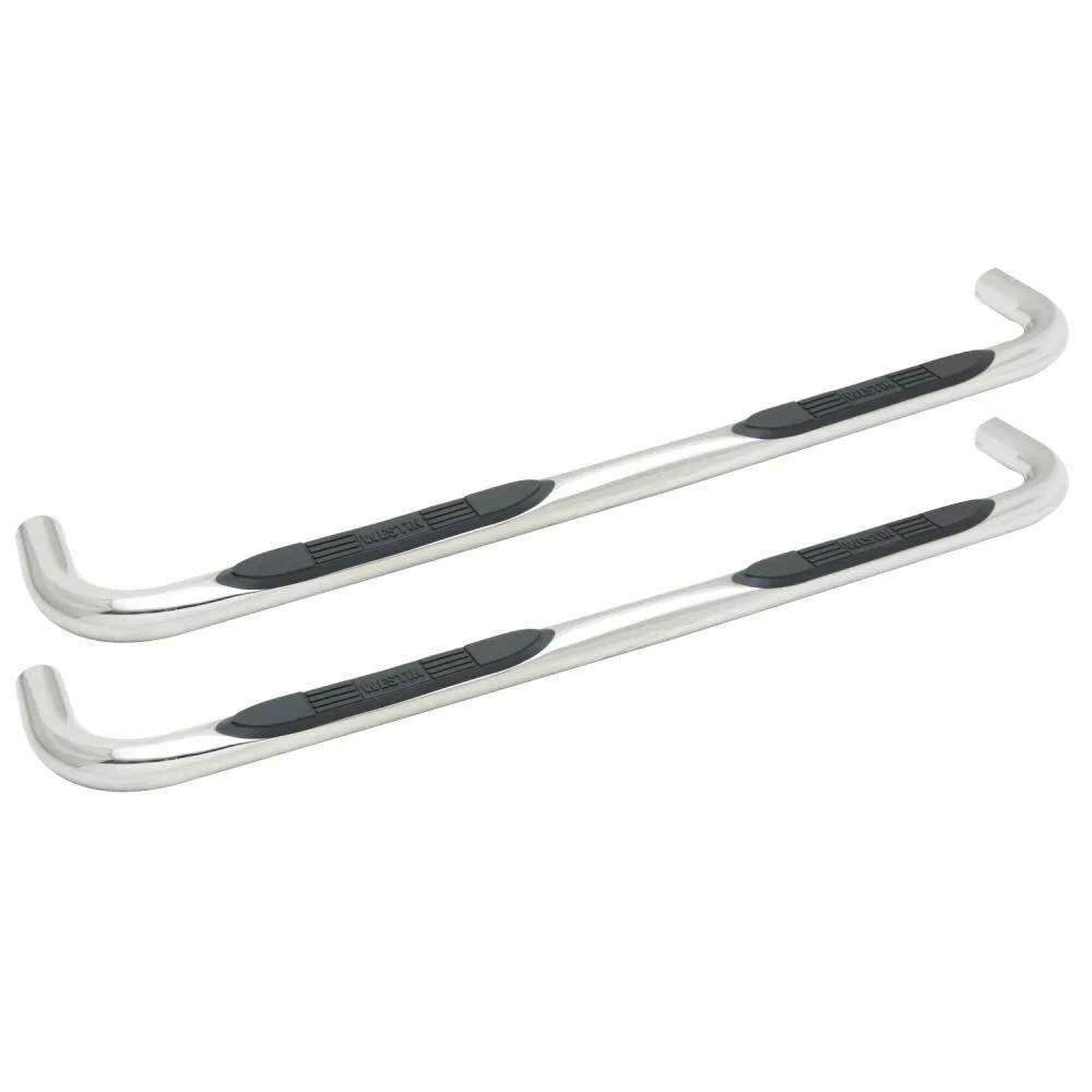 23-1950 – WESTIN Nerf Bar, With Step Pads 3 Inch Round Bent Polished Stainless Steel Without End Caps Frame Body Moun...